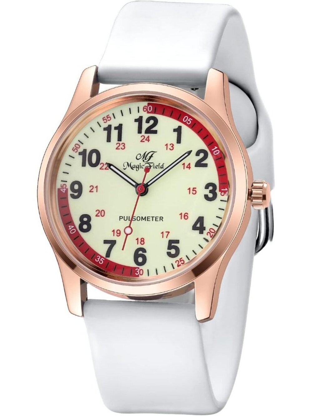Women's Rose White Gold Easy to Read Military Time Waterproof Luminous Watch
